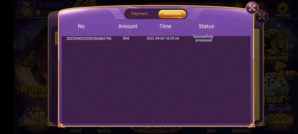 Rummy dhan Payment Proof